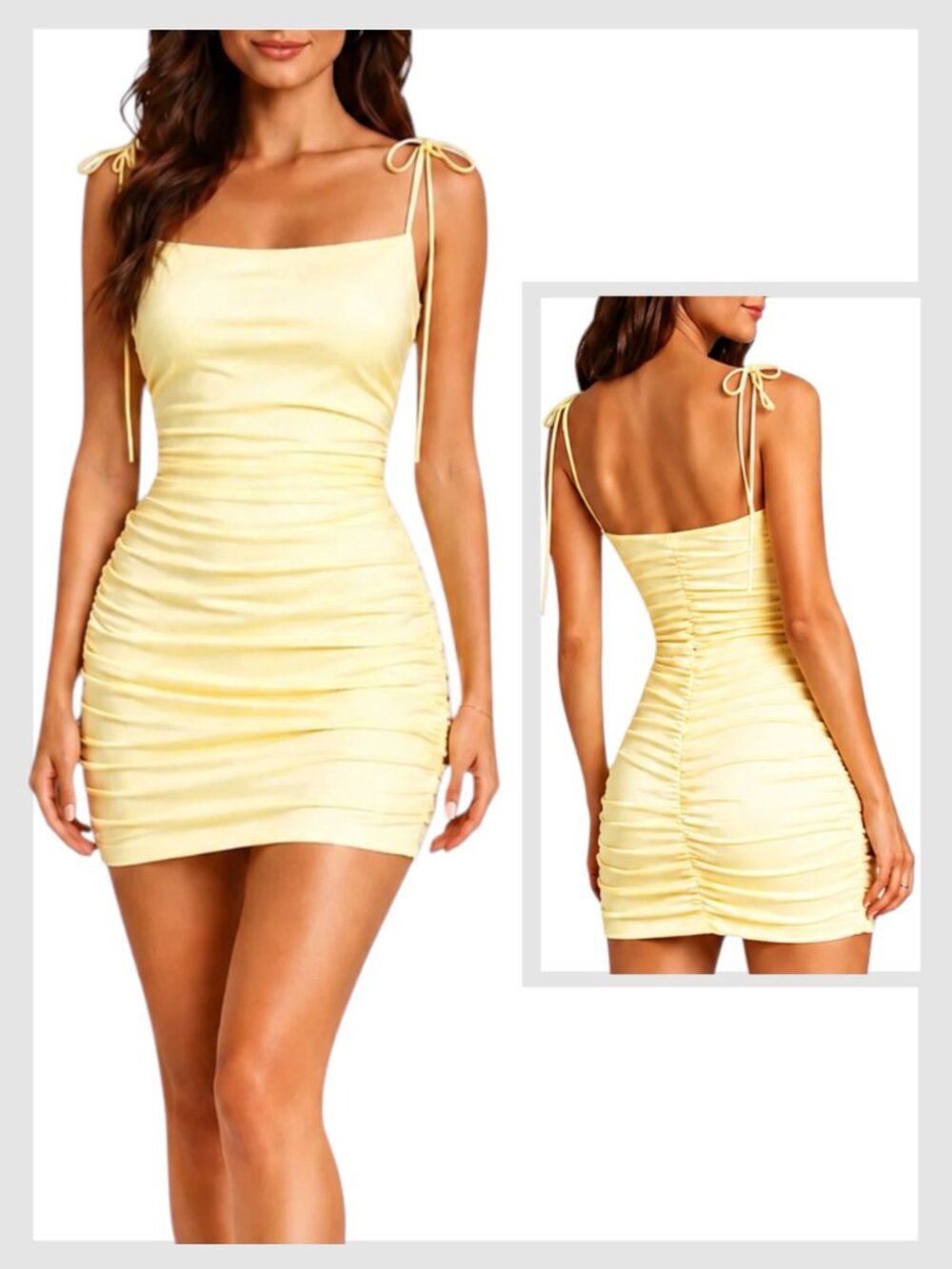 Princess Polly Maria Mini Dress Yellow Ruched Bodycon Size 6